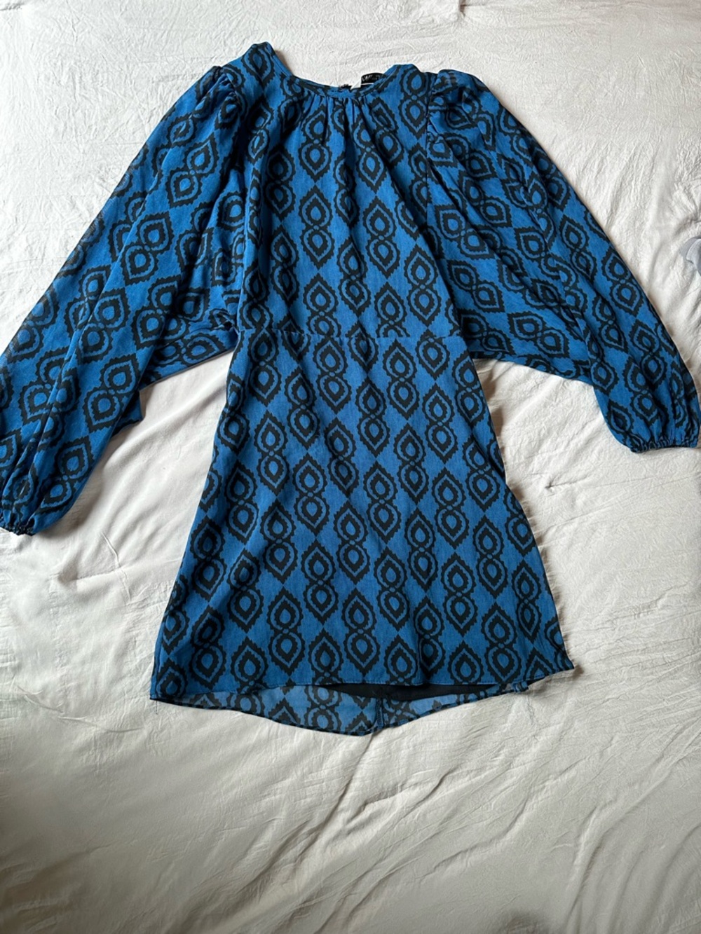 Zara Blue and Black Printed Shift Top
